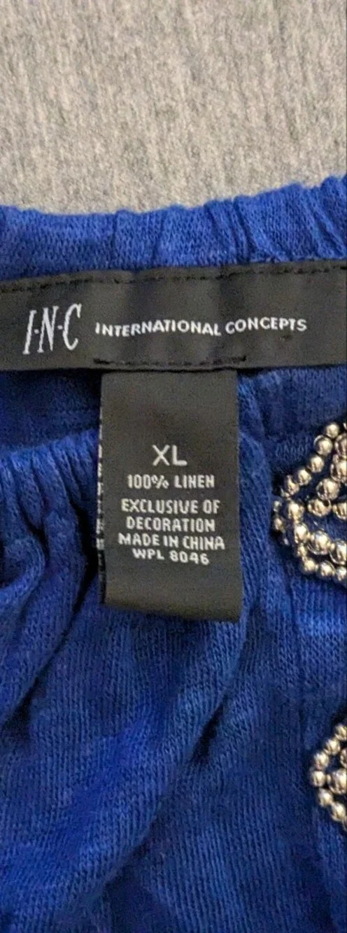 INC International Concepts Royal Blue Beaded Tank.